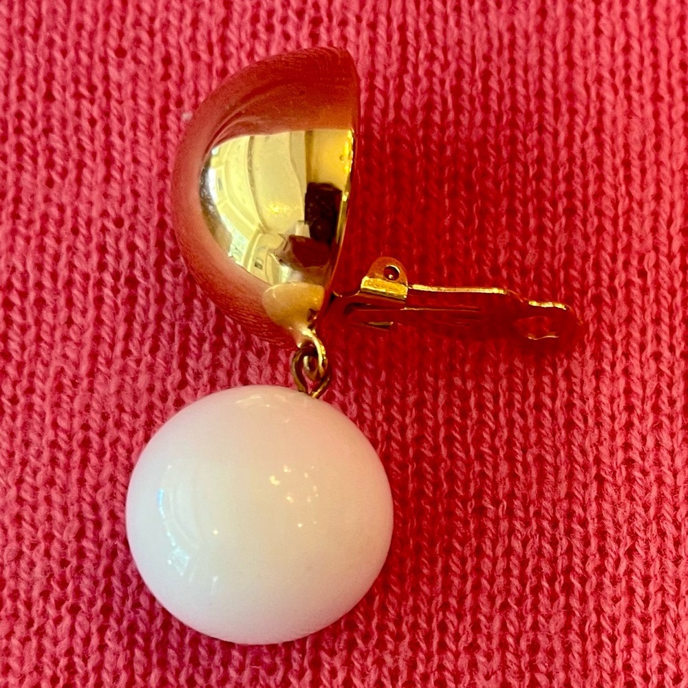 Vintage Gold and White Statement Earrings - Picture 9 of 16
